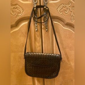 Bottega Veneta small crossbody intrecciato nappa bag in golden black leather